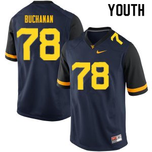 Youth West Virginia Mountaineers NCAA #78 Daniel Buchanan Navy Authentic Nike Stitched College Football Jersey XX15J58VT